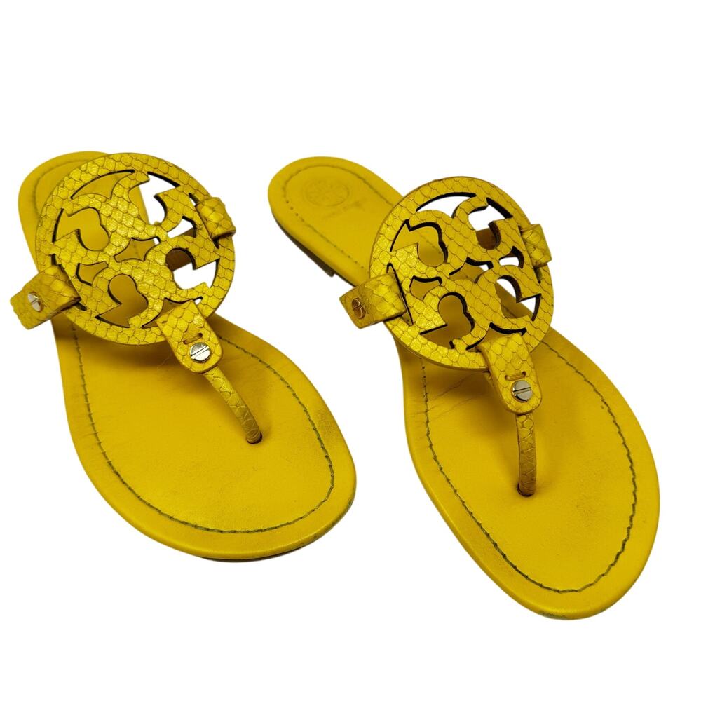 TORY BURCH Black Patent Leather Miller Classic Designer Logo Sandals Size 9